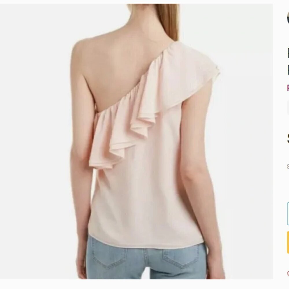 Rebecca Taylor Asymmetric One Shoulder Silk Ruffle Blouse Size 4 NWT - Picture 2 of 8